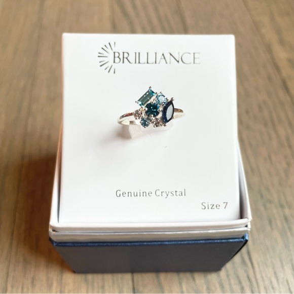 NWT 7, 8 silver and sea blue gem, genuine, crystal rings - Picture 3 of 7